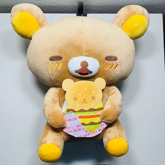 NWT SAN-X Rilakkuma Big Happy Holiday Picnic Collection: Burger Rilakkuma 15” - Picture 1 of 3